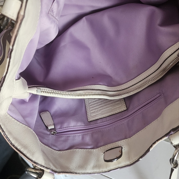 Coach Vintage Alexandra Op Art Purple Cream And Beige Large Shoulder Bag - Picture 7 of 9